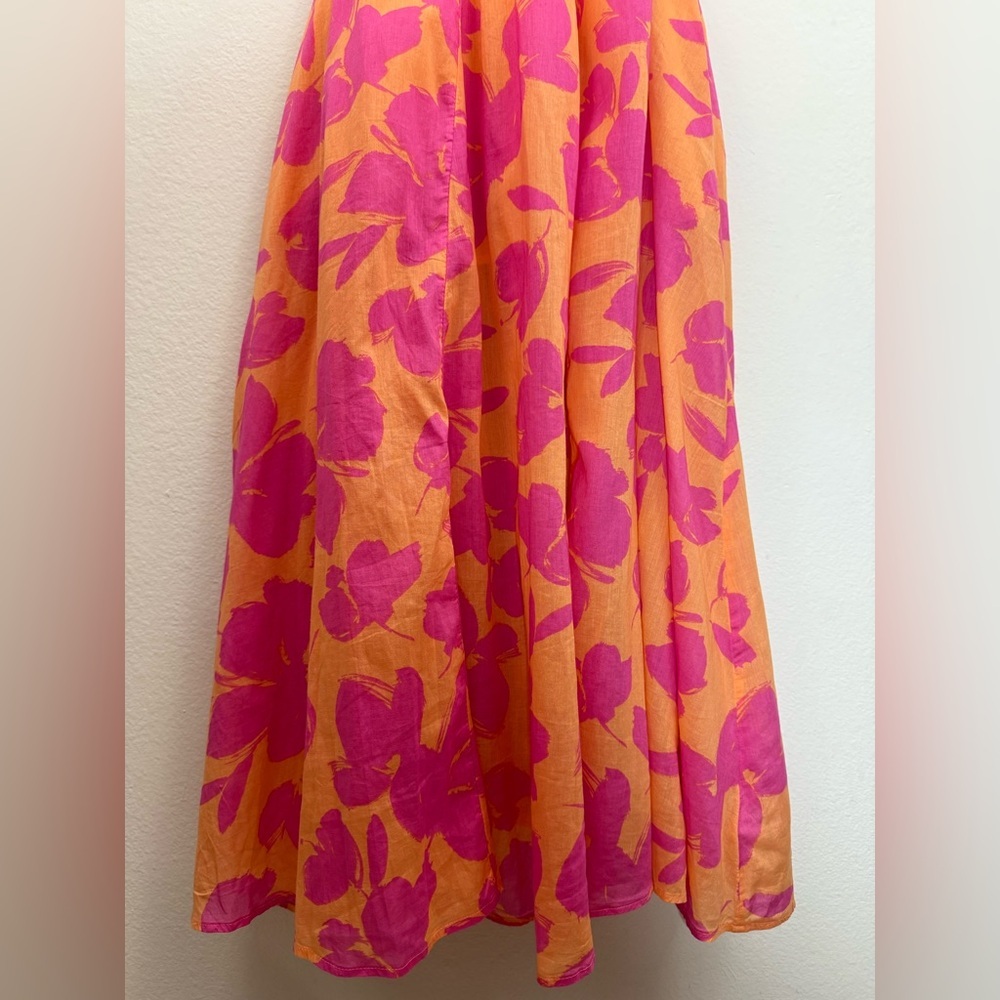GAP Tie-Waist Cami Maxi Dress Pink Floral Print Size Small - Picture 7 of 12